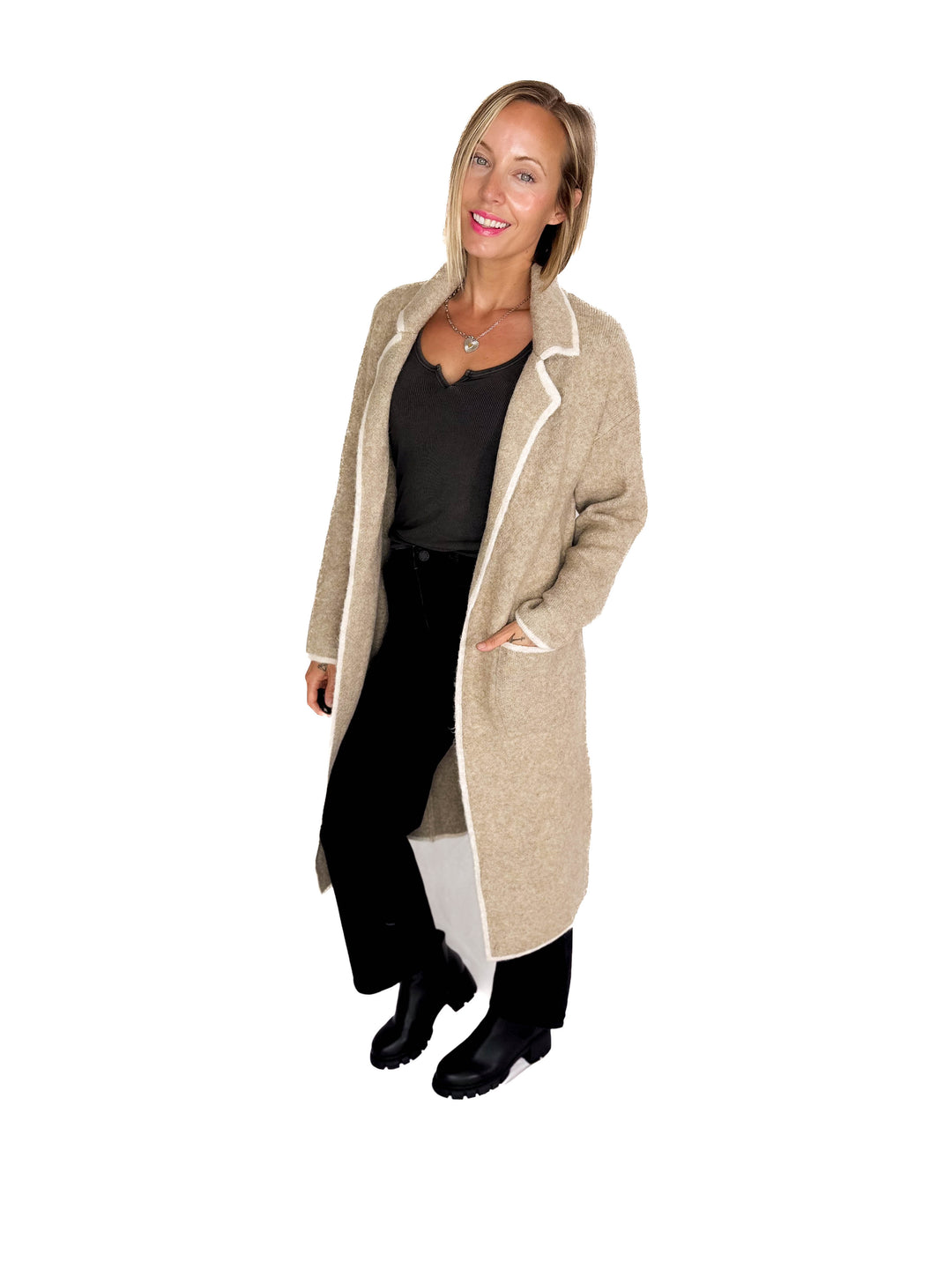 Jasper Knit Coatigan- LT MOCHA