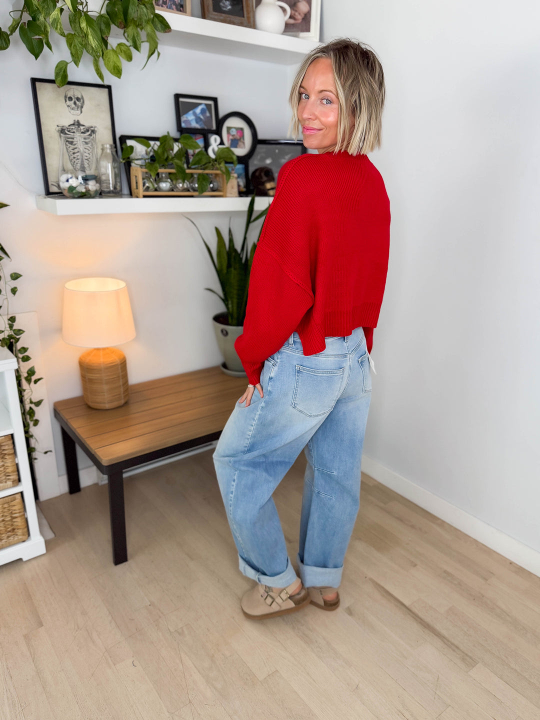 Mikey Classic Crewneck Sweater- RED