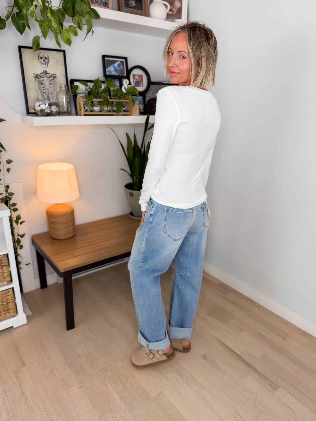 Annie Soft Ribbed Long Sleeve- OFF WHITE