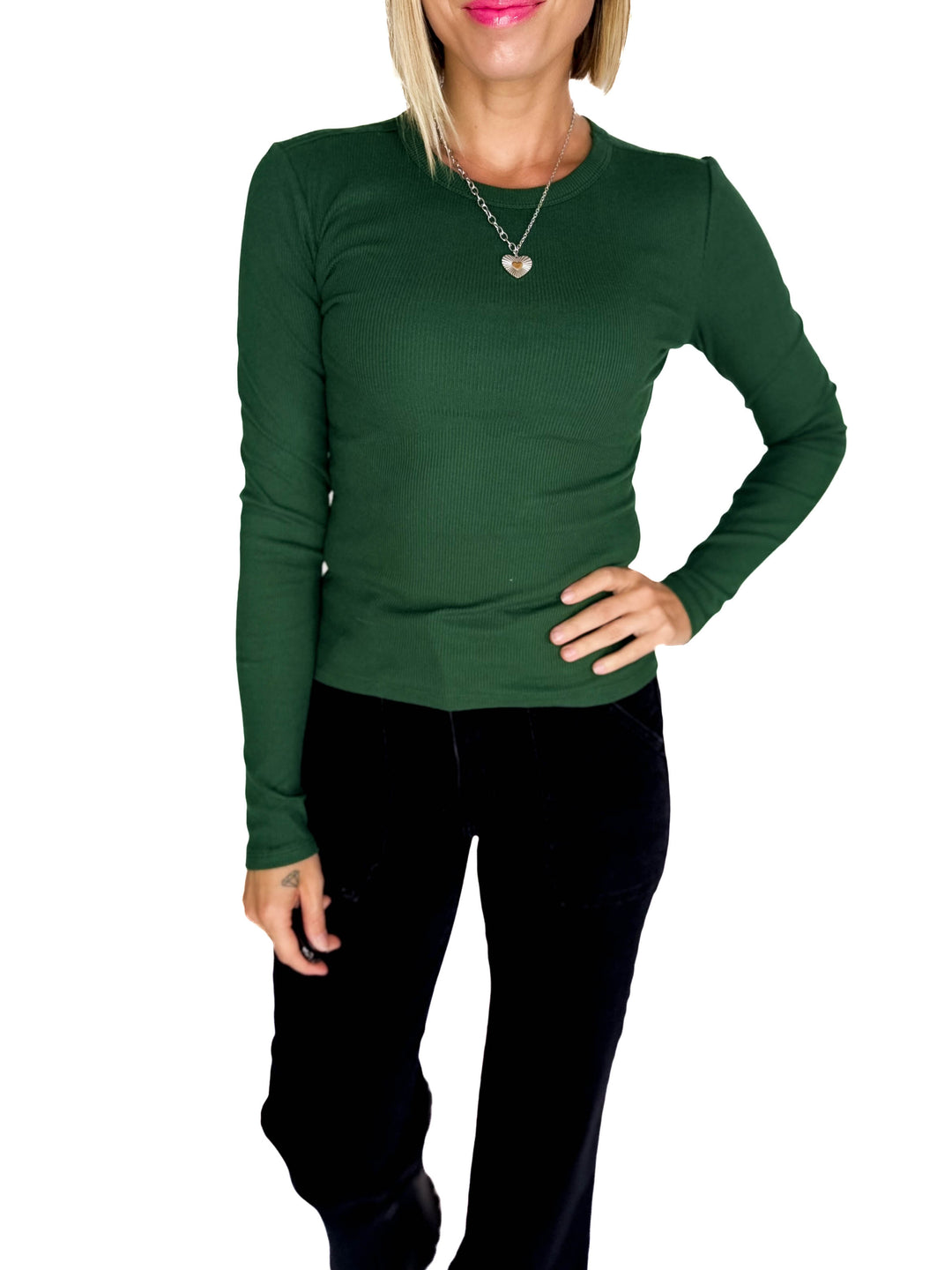 ONLY Easy Ribbed Long Sleeve- PINE NEEDLE