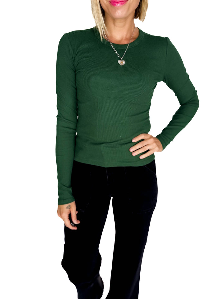 ONLY Easy Ribbed Long Sleeve- PINE NEEDLE