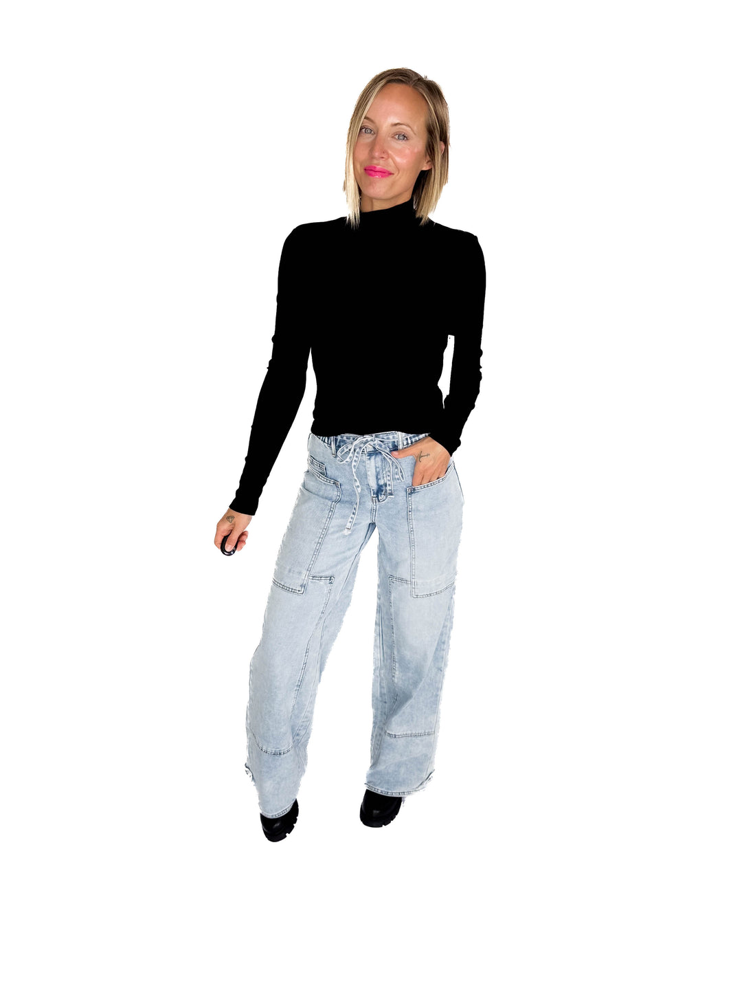 BLAKELEY Jovie Tie Waist Wide Leg Jean- LIGHT WASH