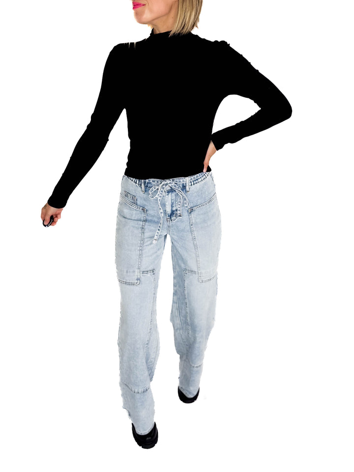 BLAKELEY Jovie Tie Waist Wide Leg Jean- LIGHT WASH
