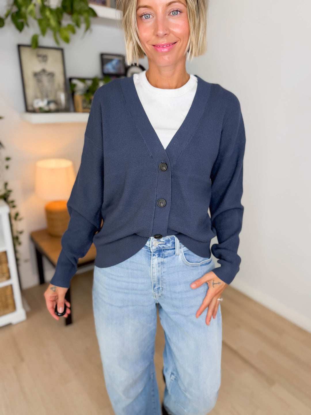 Markus Soft Knit Button Cardigan- MIDNIGHT