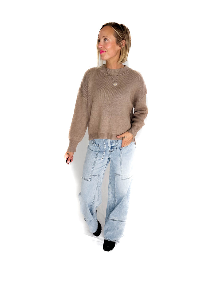 Harvest Drop Shoulder Sweater- MOCHA