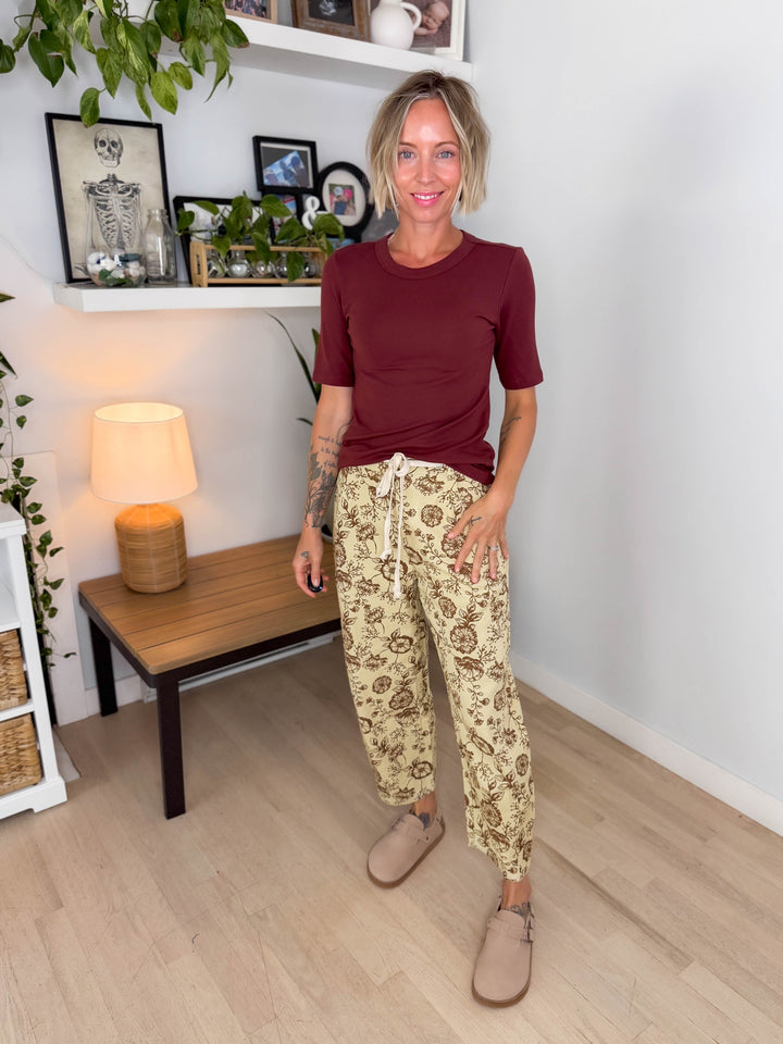 Solara Soft Knit 1/2 Sleeve Top- WINE