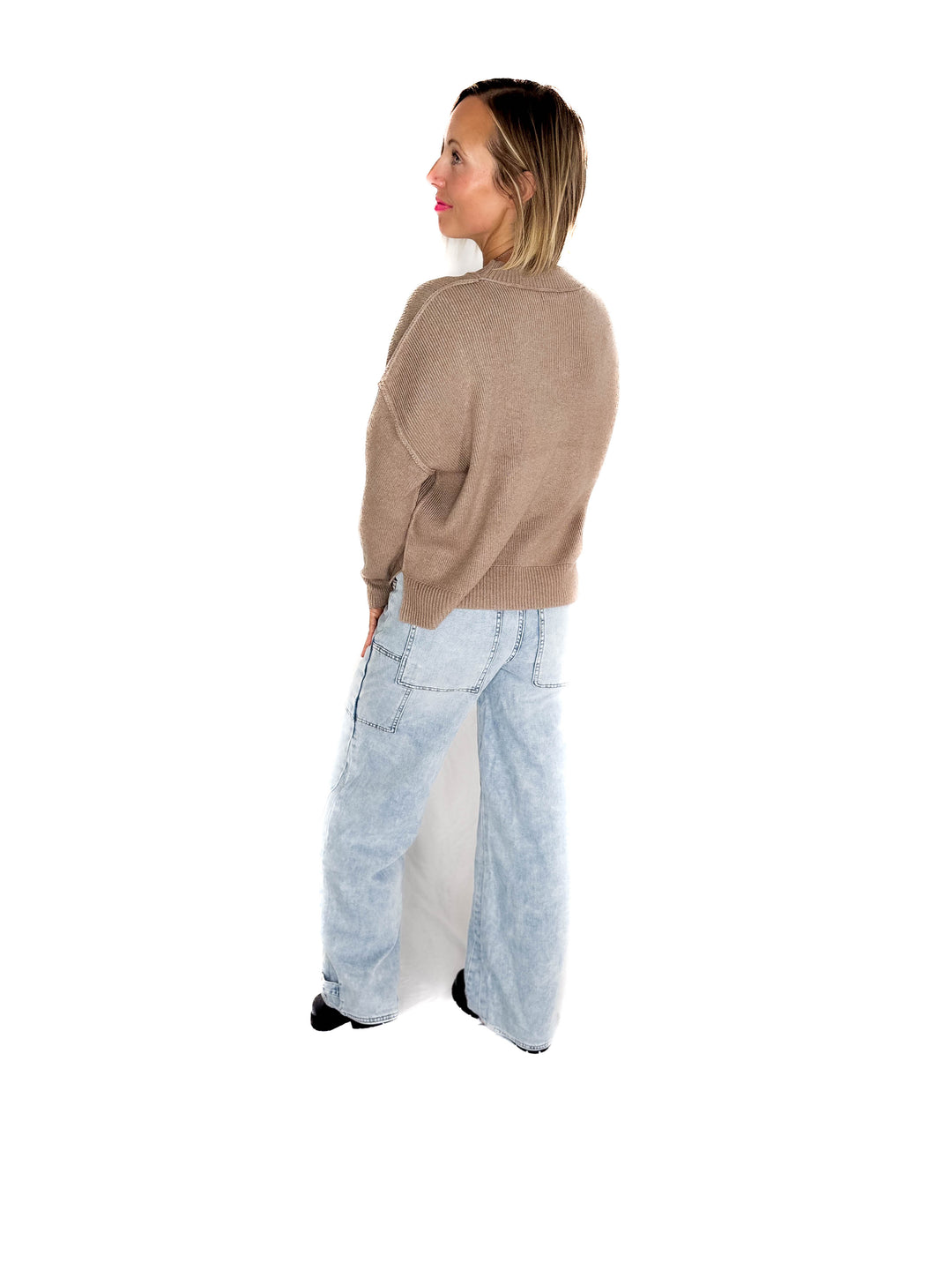 Harvest Drop Shoulder Sweater- MOCHA