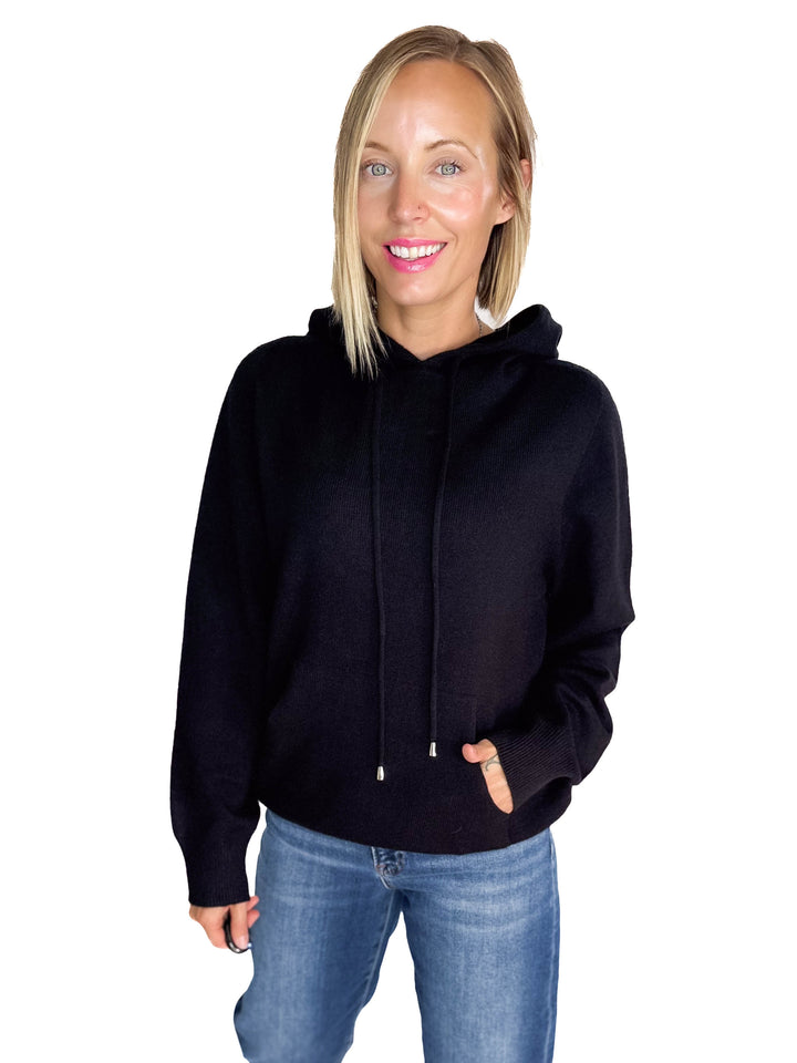 Wheatly Knit Sweater Hoodie- BLACK
