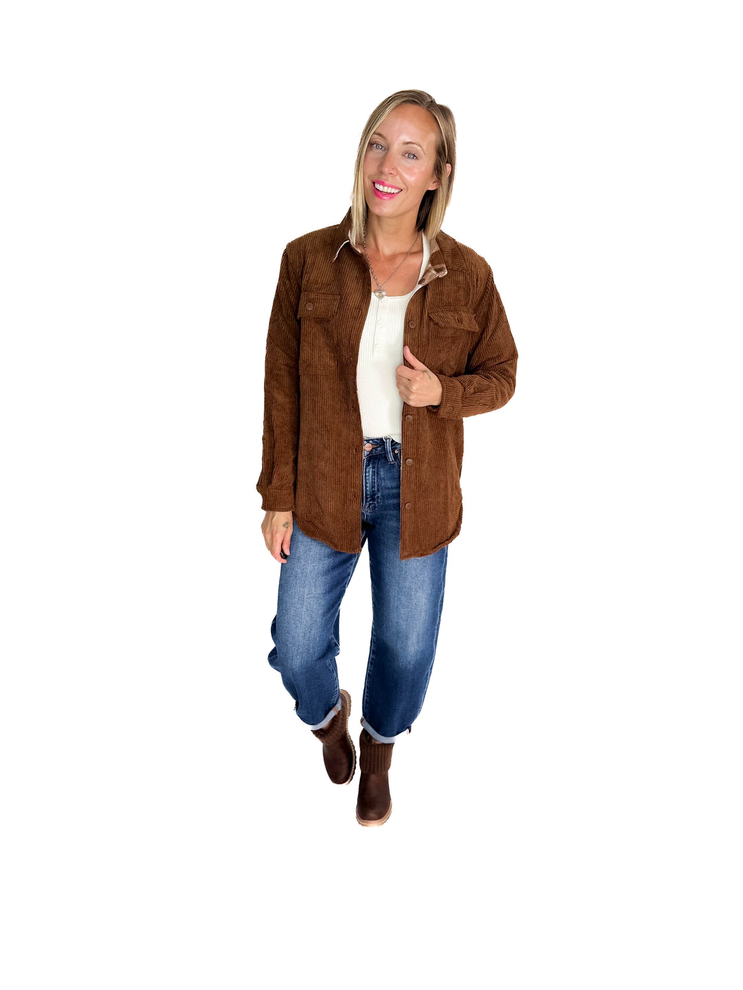 Pumpkin Patch Reversible Shacket- BROWN