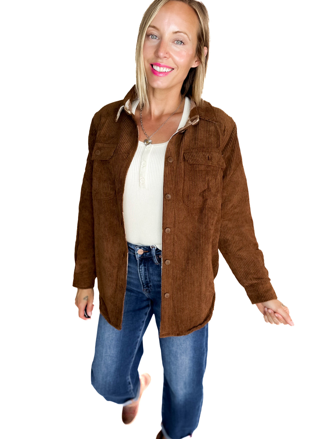 Pumpkin Patch Reversible Shacket- BROWN