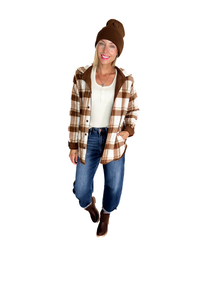 Pumpkin Patch Reversible Shacket- BROWN