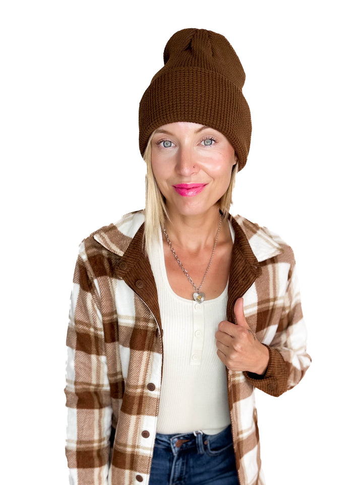 Pumpkin Patch Reversible Shacket- BROWN