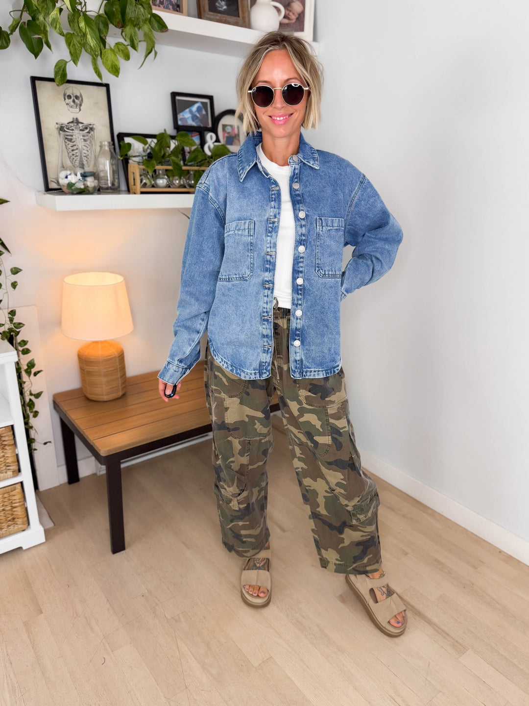 NOISY MAY Alva Denim Shacket- LIGHT WASH