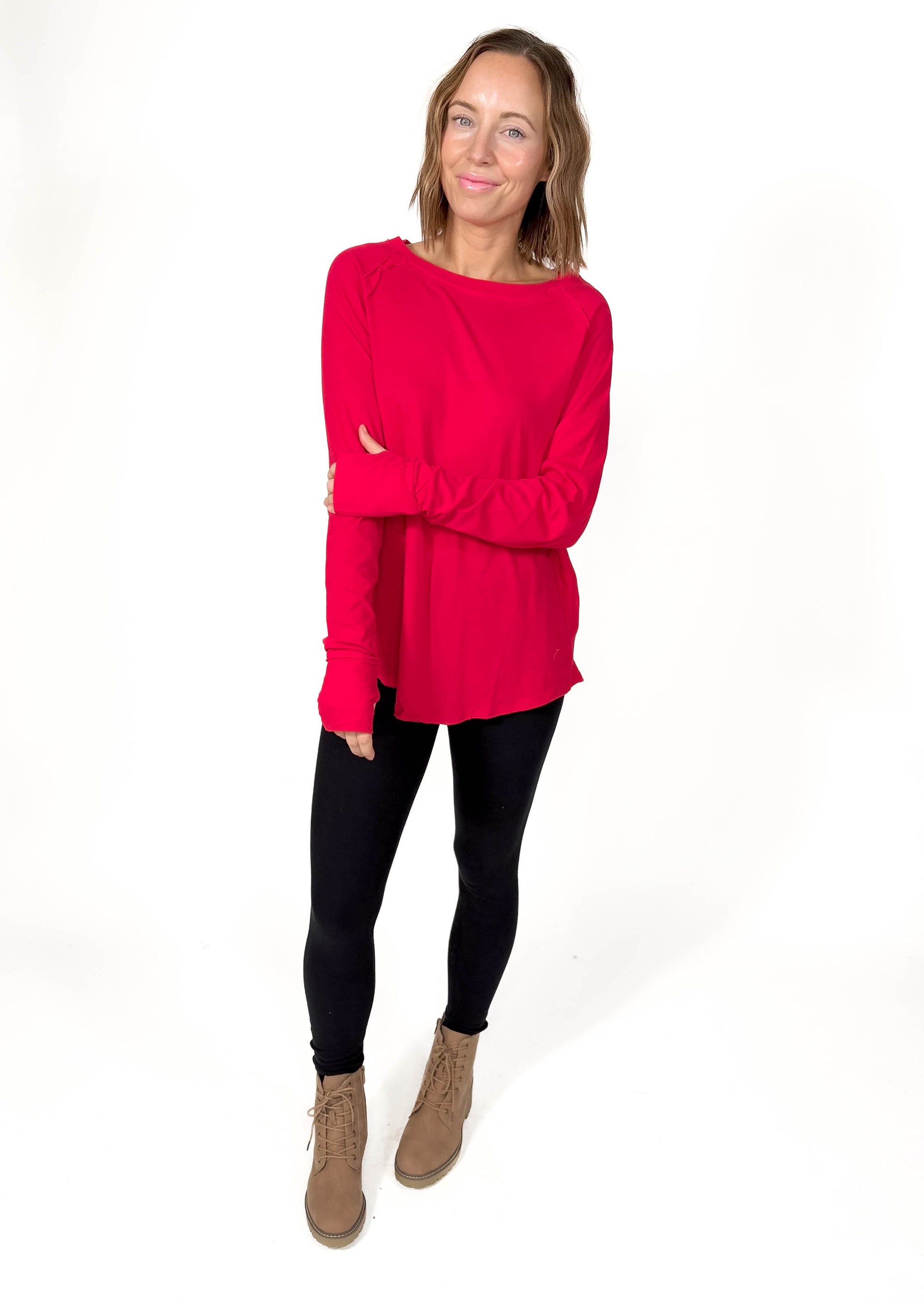 Sterling Raglan Thumbhole Long Sleeve- RUBY