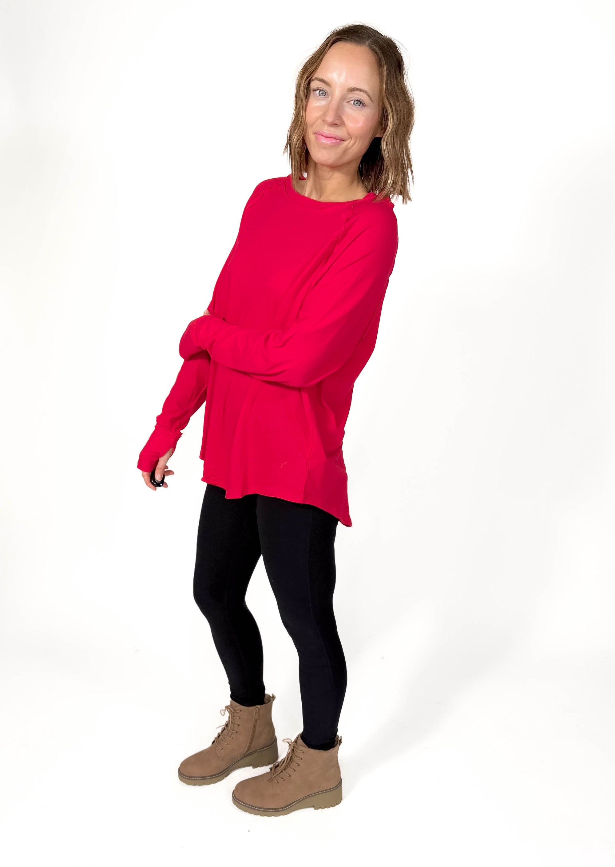 Sterling Raglan Thumbhole Long Sleeve- RUBY