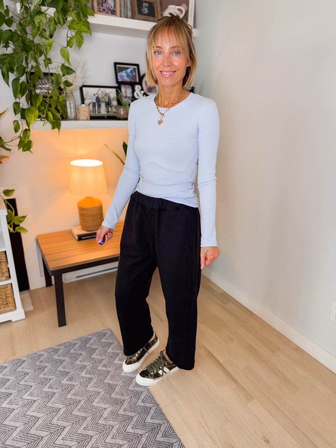 Mono B Linley Micro Ribbed Long Sleeve- HALOGEN BLUE