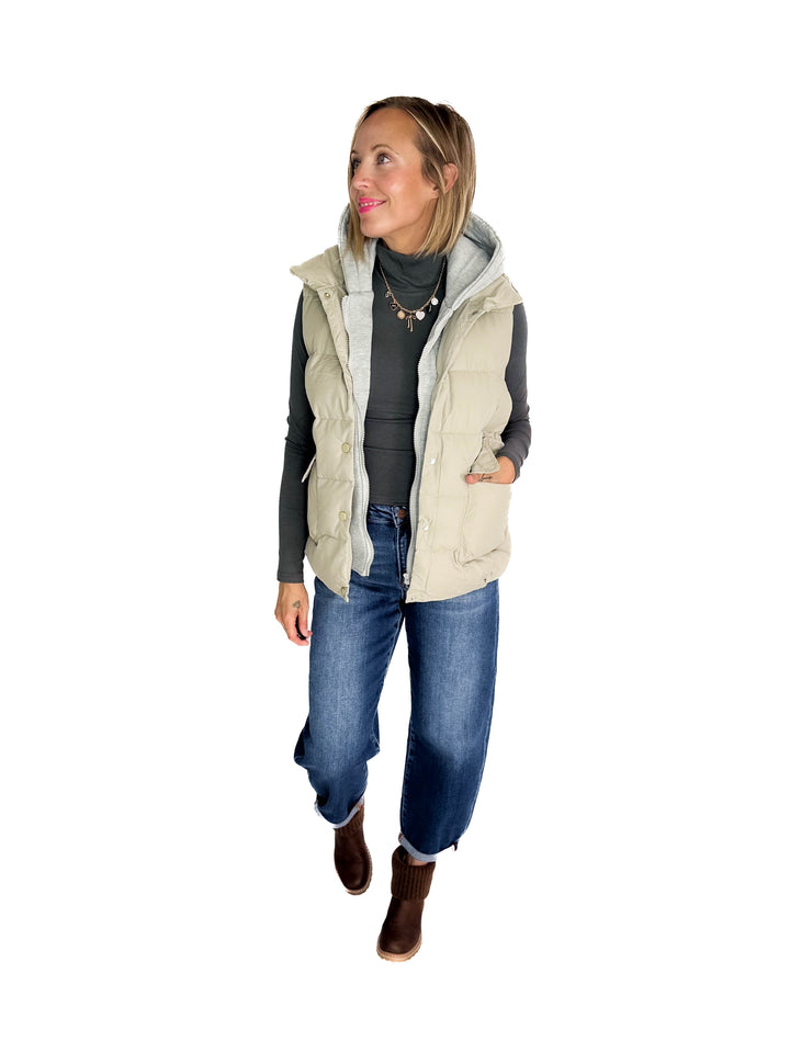 Bradlee Hoodie Vest- SAGE GREY