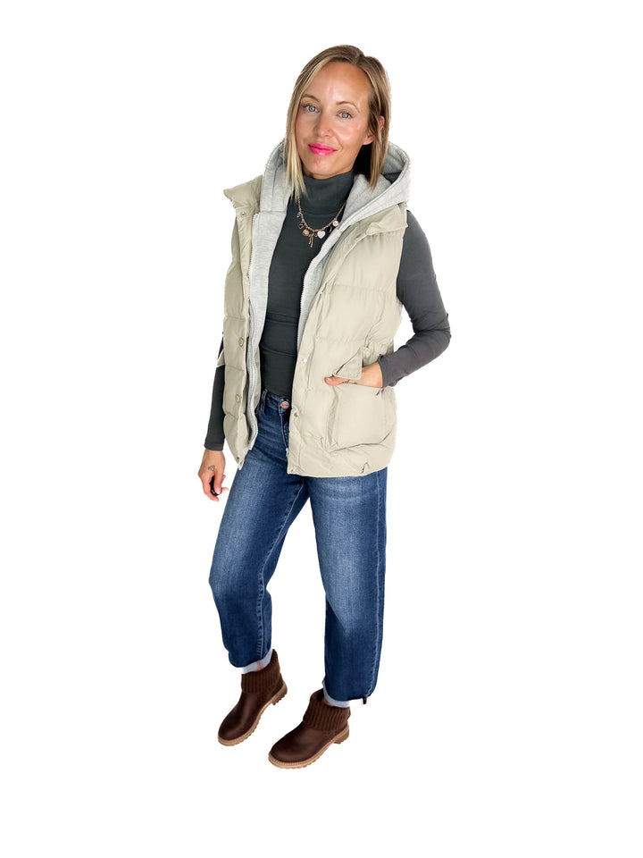 Bradlee Hoodie Vest- SAGE GREY