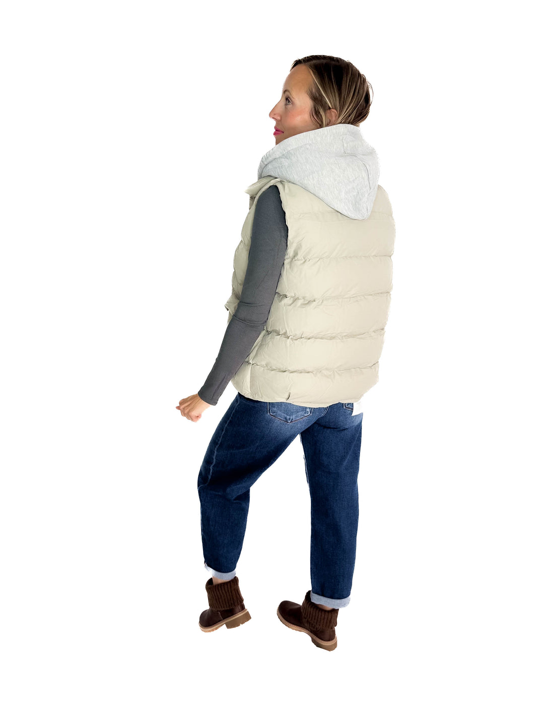 Bradlee Hoodie Vest- SAGE GREY