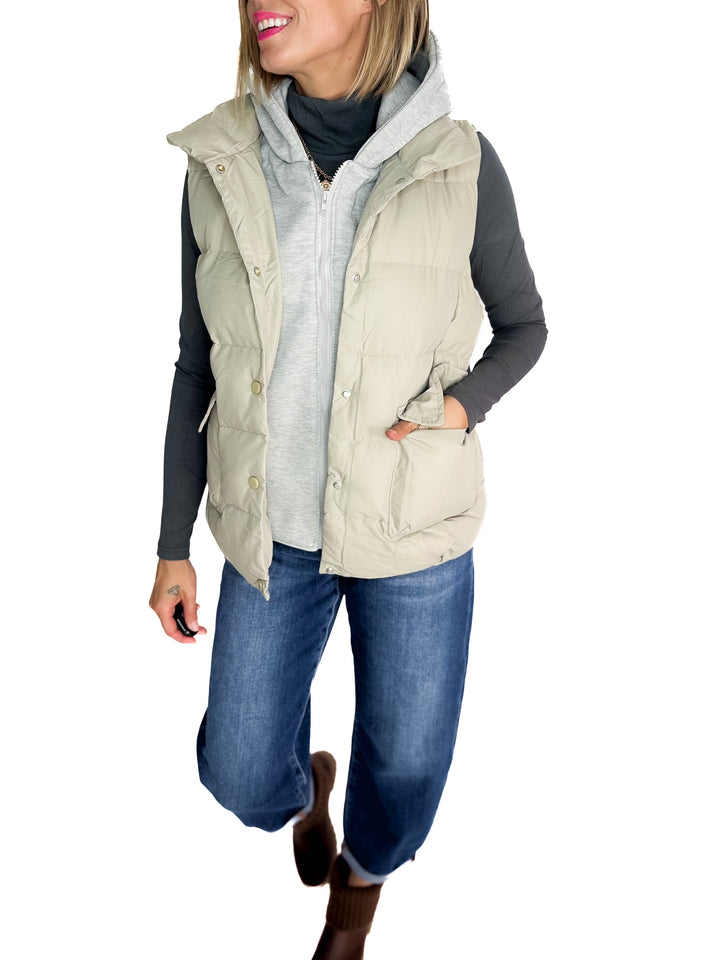 Bradlee Hoodie Vest- SAGE GREY