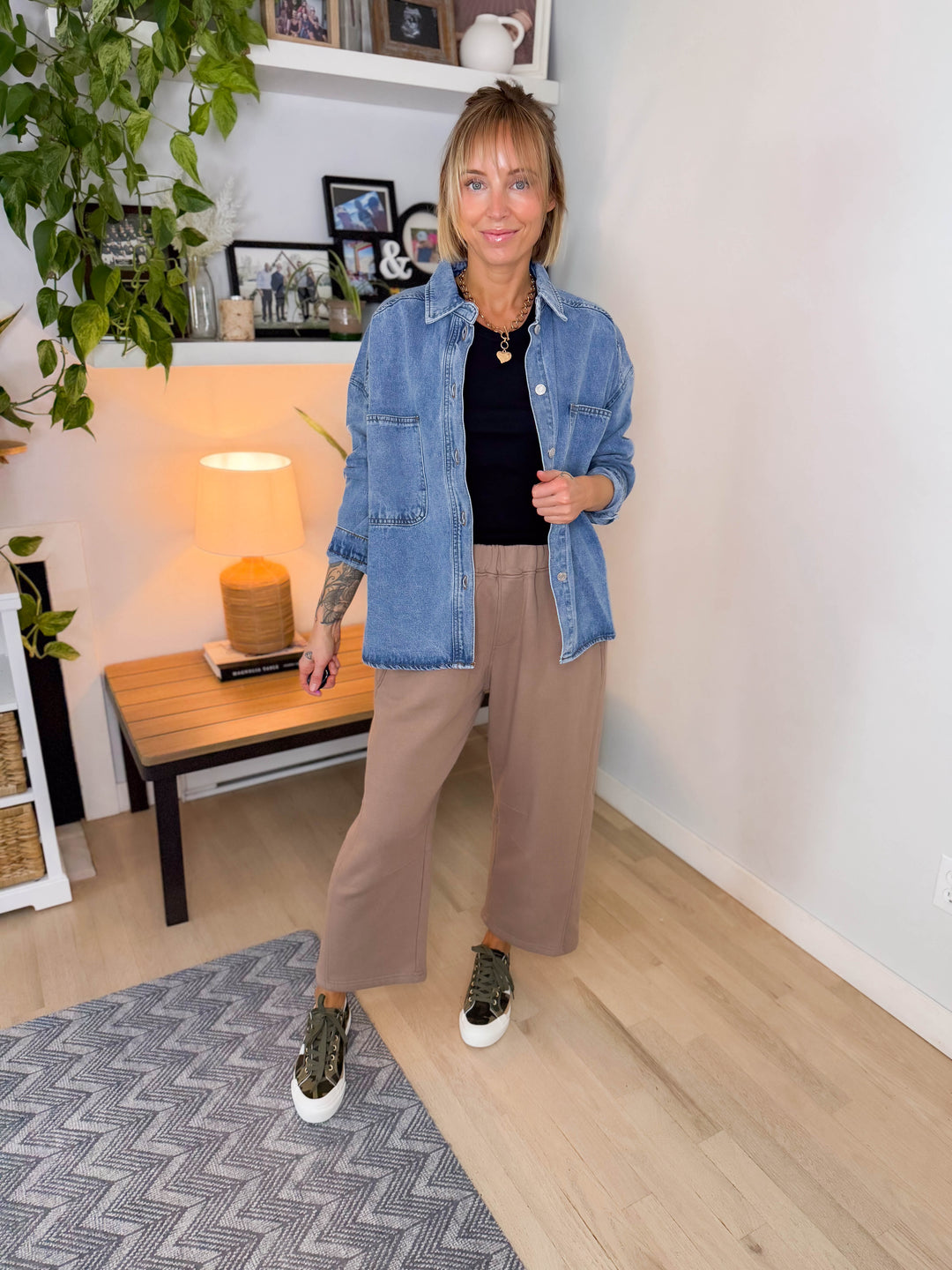 Mono B Malibu Soft Cotton Barrel Lounge Pants- SILKEN TAUPE