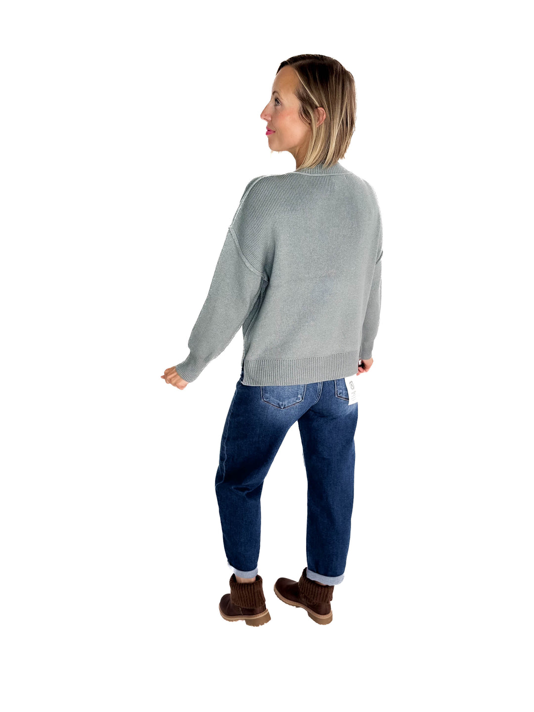 Harvest Drop Shoulder Sweater- TEAL