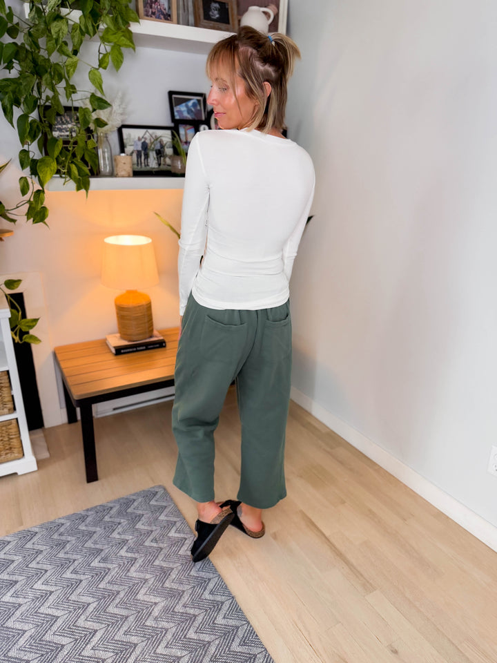 Mono B Linley Micro Ribbed Long Sleeve- BASIC WHITE