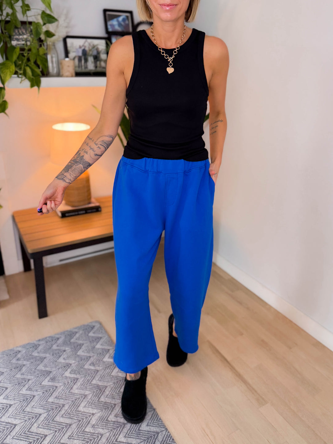 Mono B Malibu Soft Cotton Barrel Lounge Pants- DEEP INDIGO