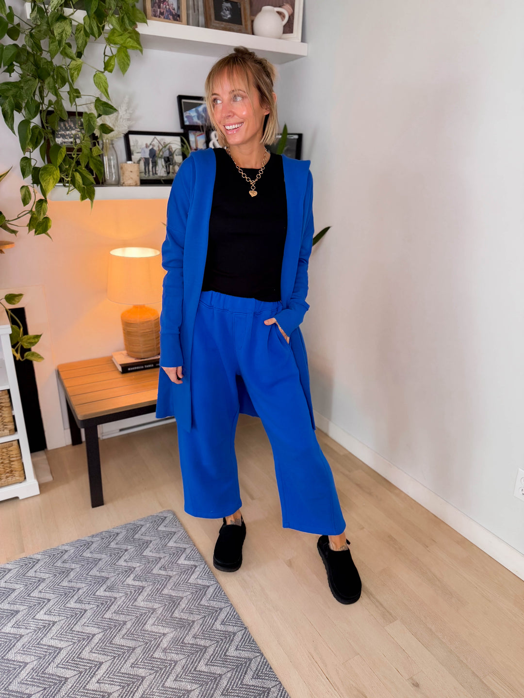 Mono B Malibu Soft Cotton Barrel Lounge Pants- DEEP INDIGO