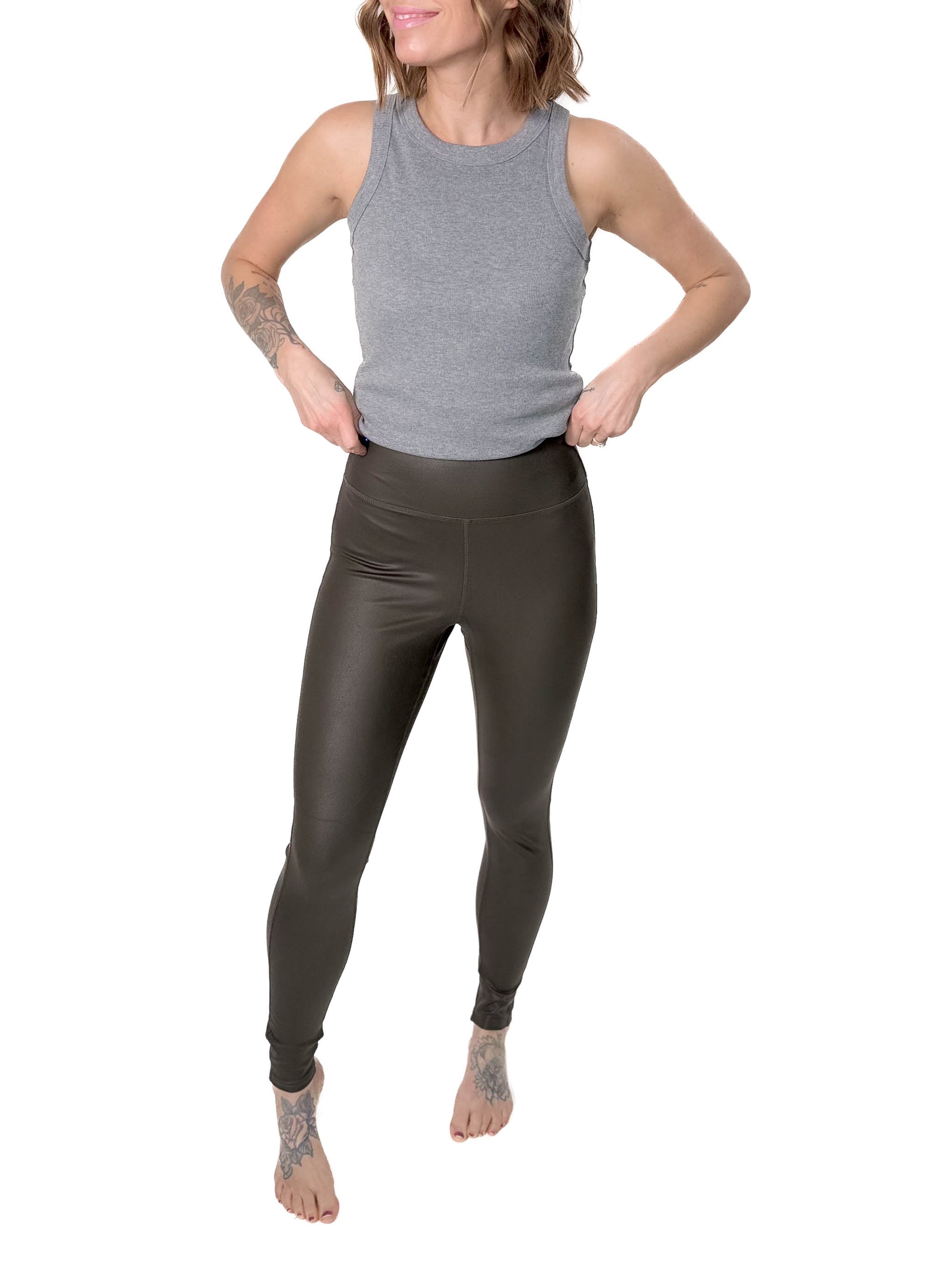 THREAD & SUPPLY Ava Faux Leather Leggings- OLIVE