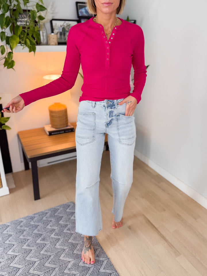 Vervet Bria High Rise Barrel Jeans- LIGHT WASH