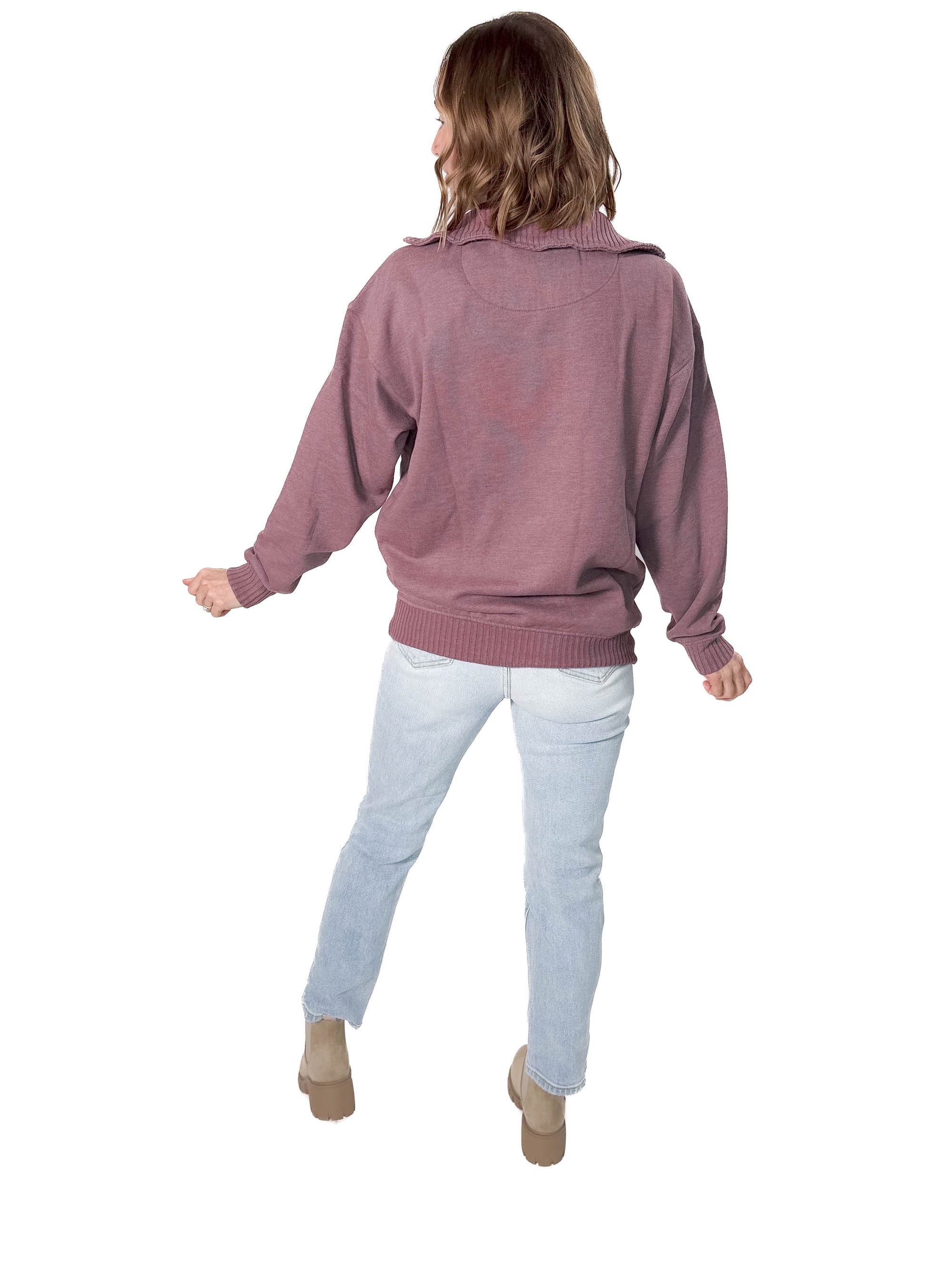 Thelma Mock Neck Fleece- MAUVE