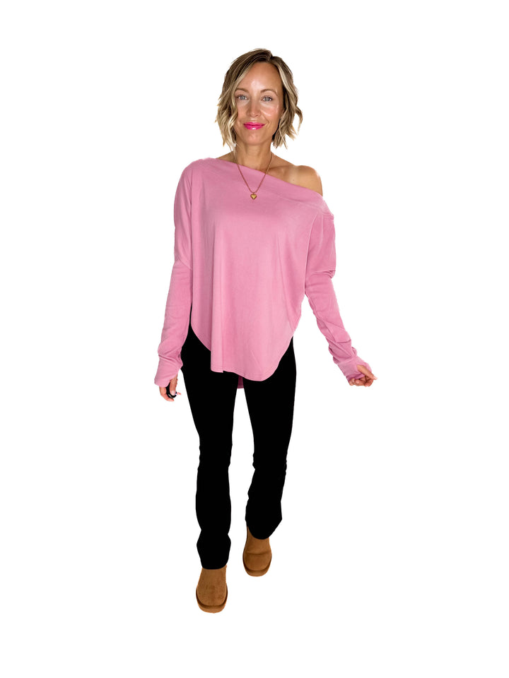 Zoey Microfleece Long Sleeve- MAUVY PINK