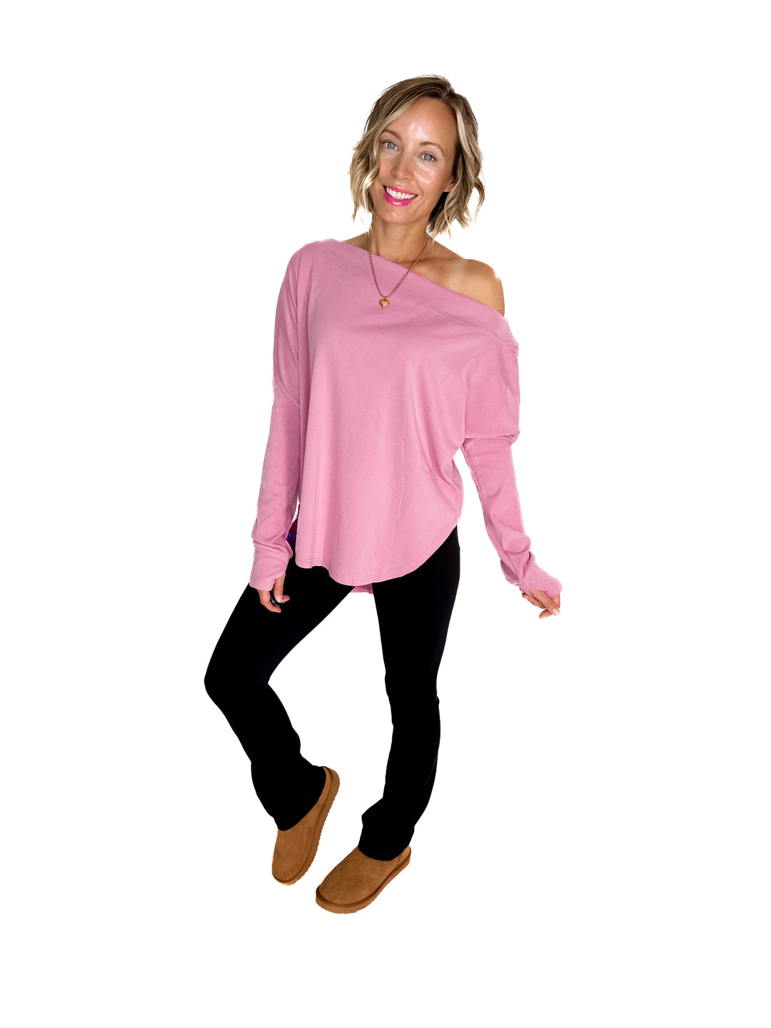 Zoey Microfleece Long Sleeve- MAUVY PINK