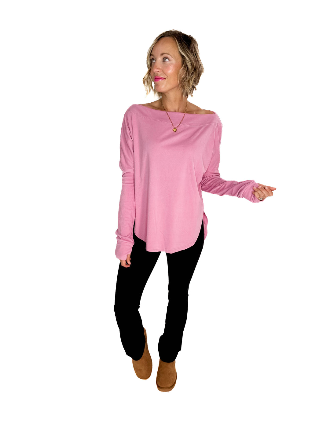 Zoey Microfleece Long Sleeve- MAUVY PINK