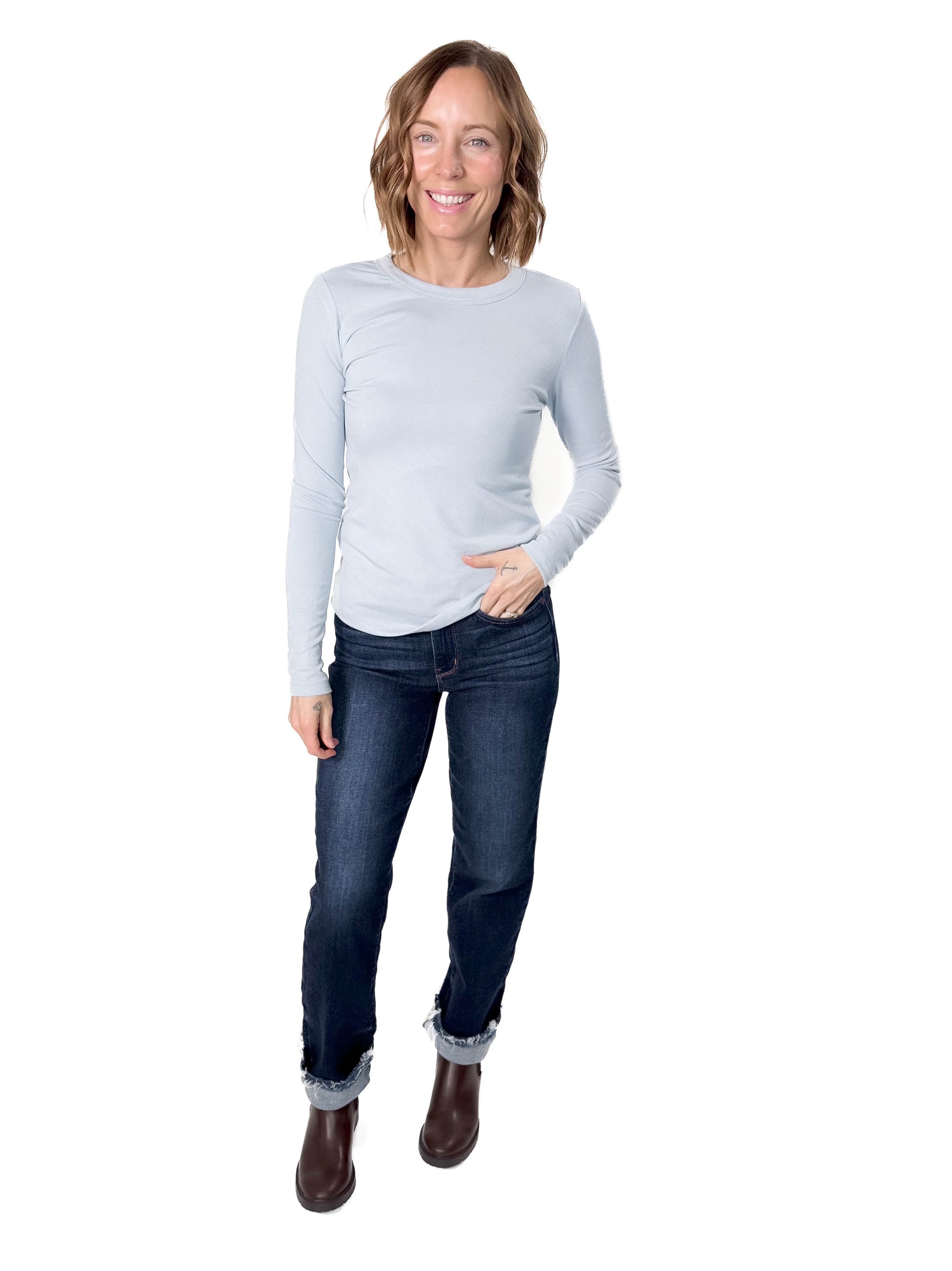 Chello Round Neck Long Sleeve- SKY