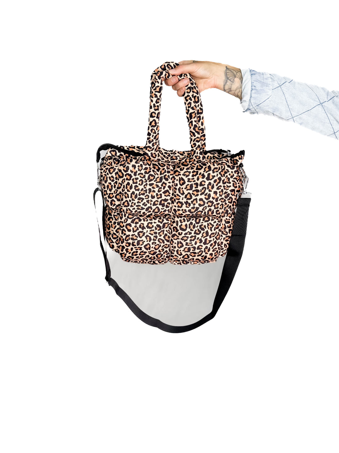 Kady Quilted Puffer Tote- LEOPARD