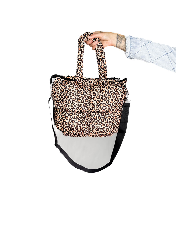 Kady Quilted Puffer Tote- LEOPARD