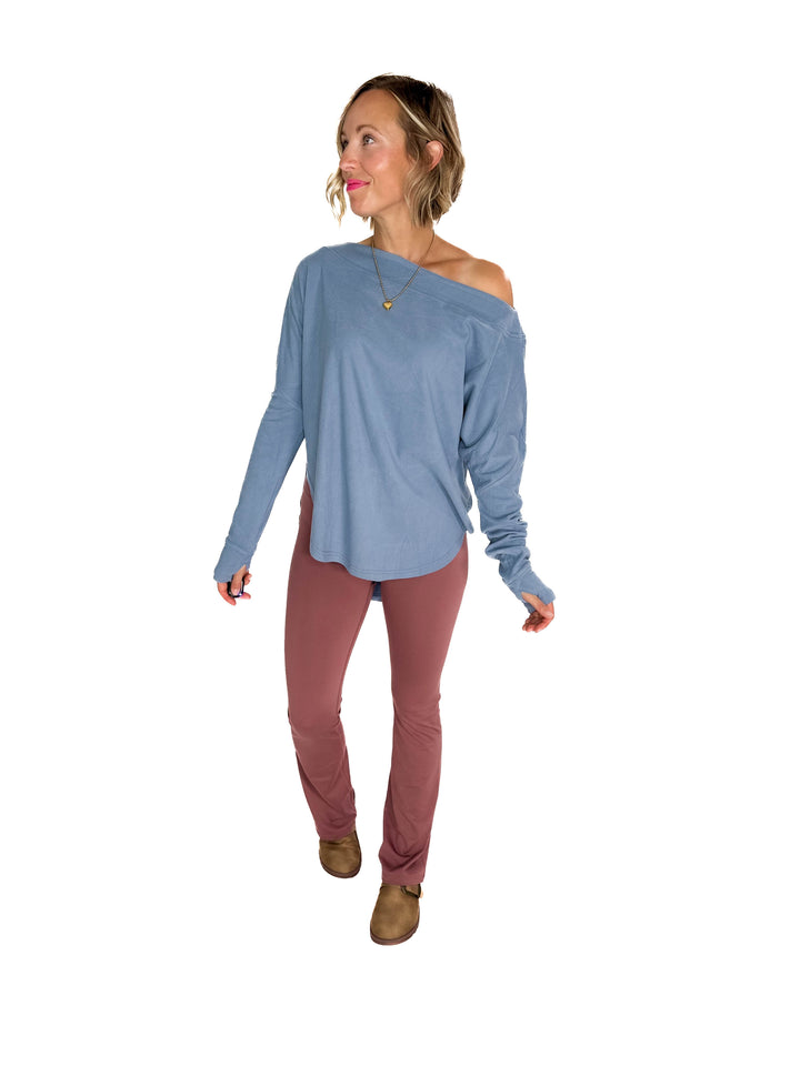 Zoey Microfleece Long Sleeve- SLATE BLUE