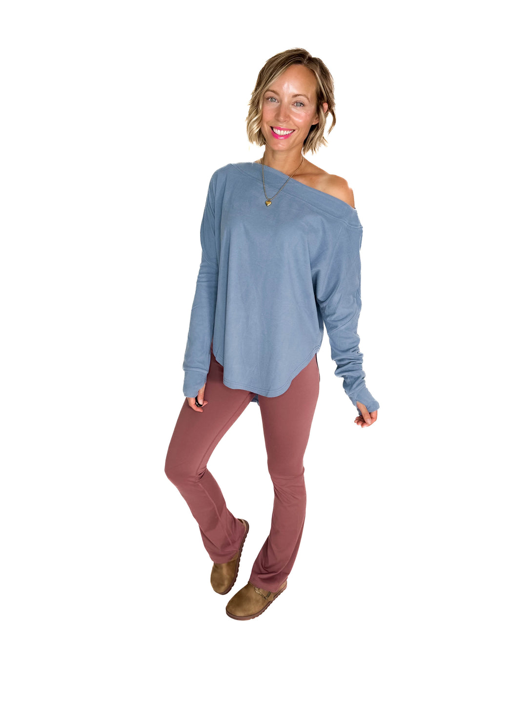 Zoey Microfleece Long Sleeve- SLATE BLUE