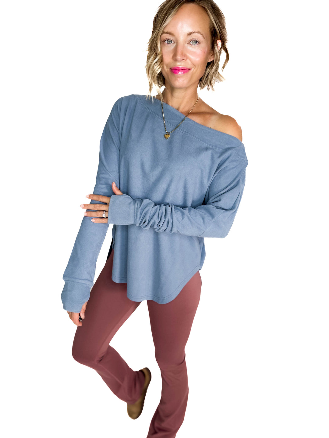 Zoey Microfleece Long Sleeve- SLATE BLUE