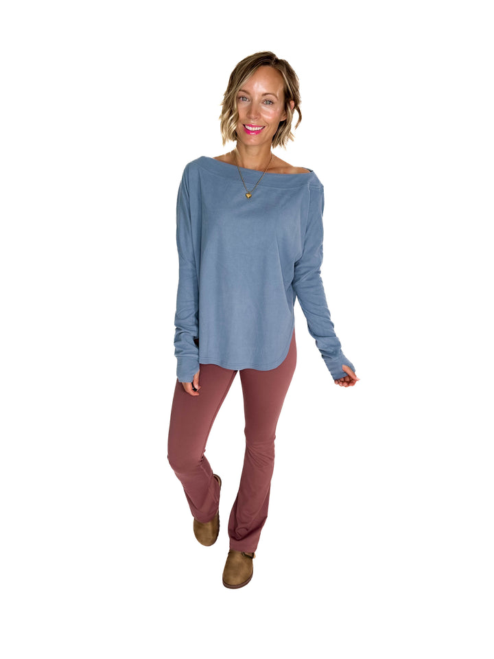 Zoey Microfleece Long Sleeve- SLATE BLUE
