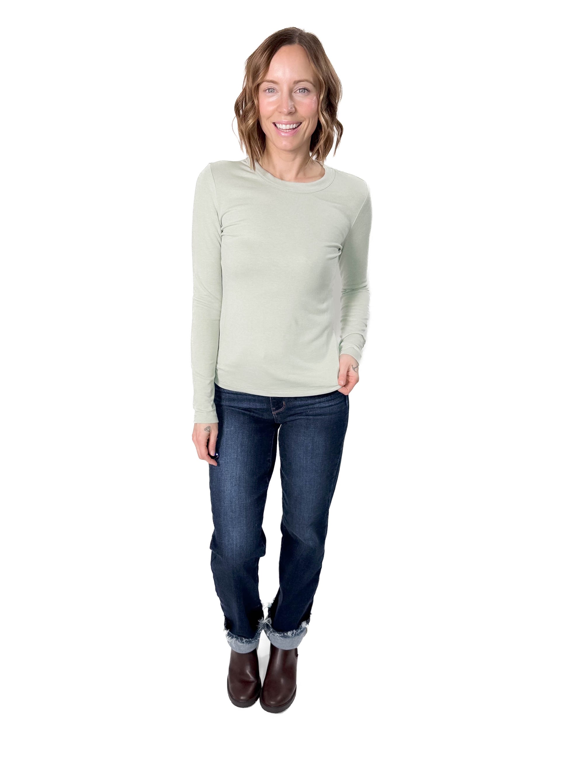 Chello Round Neck Long Sleeve- SAGE