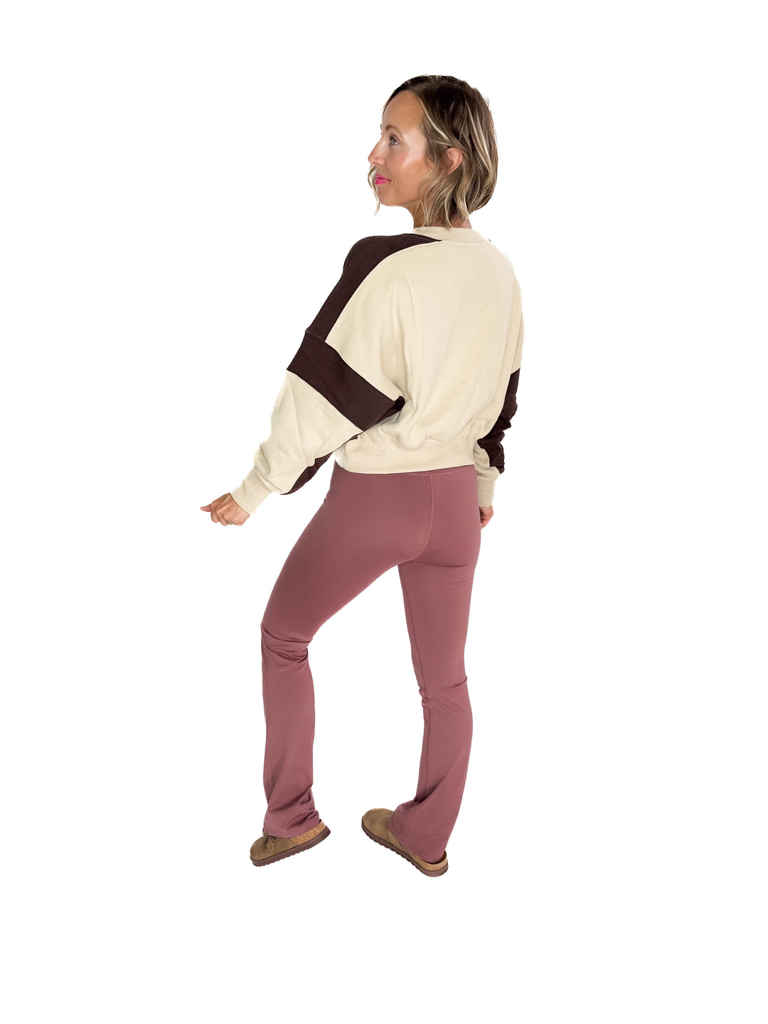 MONO B Bono Waist Length Pullover- BONE/ESPRESSO