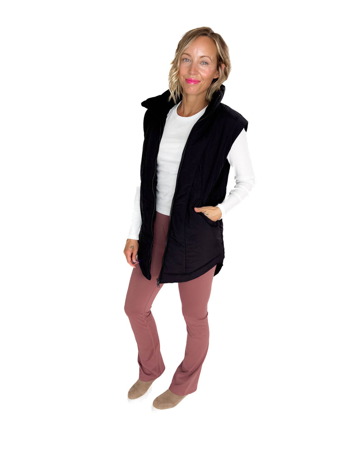 MONO B Summit Fleece Lined Vest- BLACK