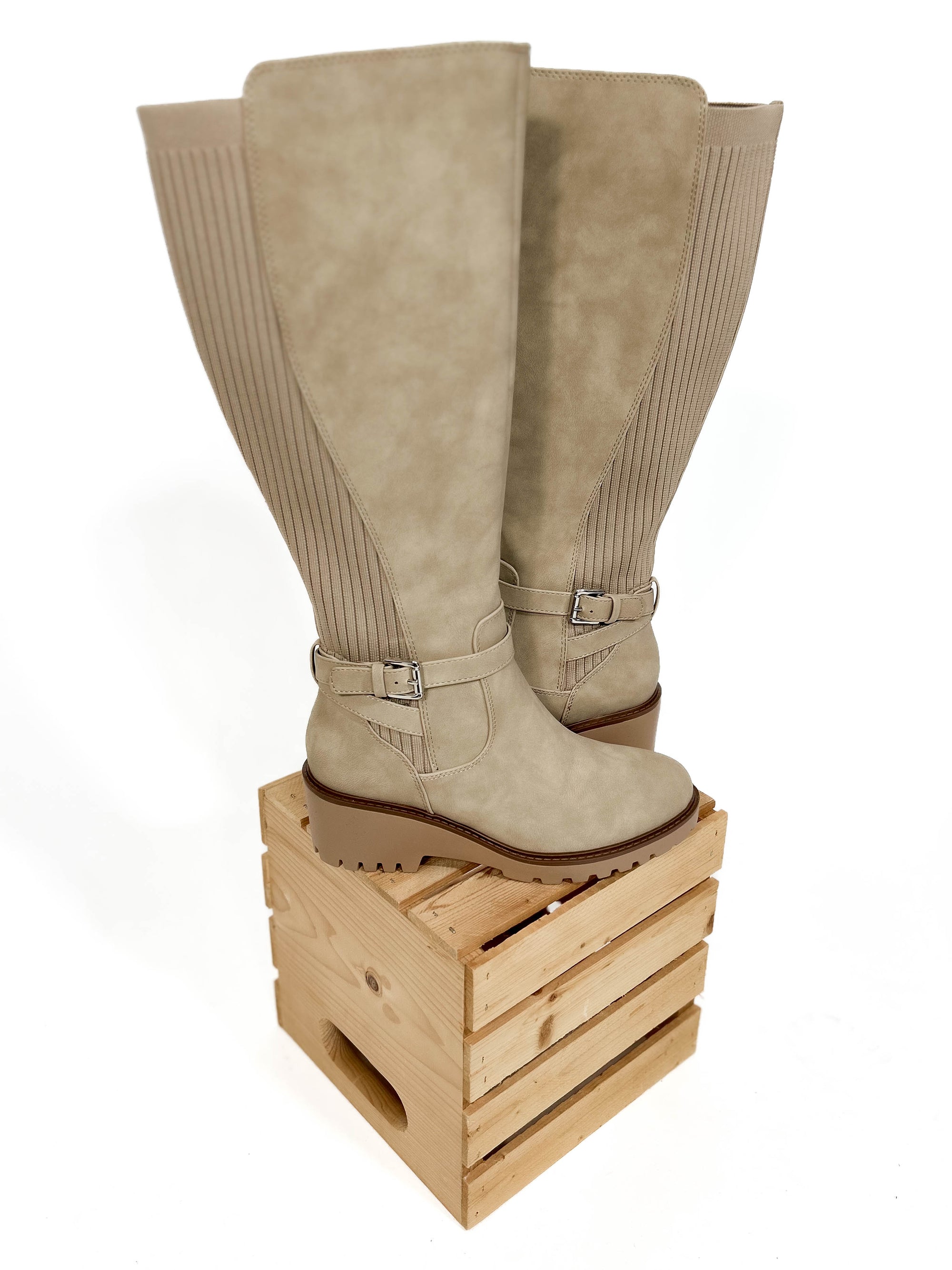 Apple Cider Tall Boot- BEIGE-FINAL SALE