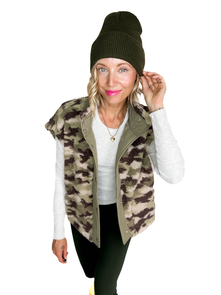 Classic Waffle Beanie- OLIVE