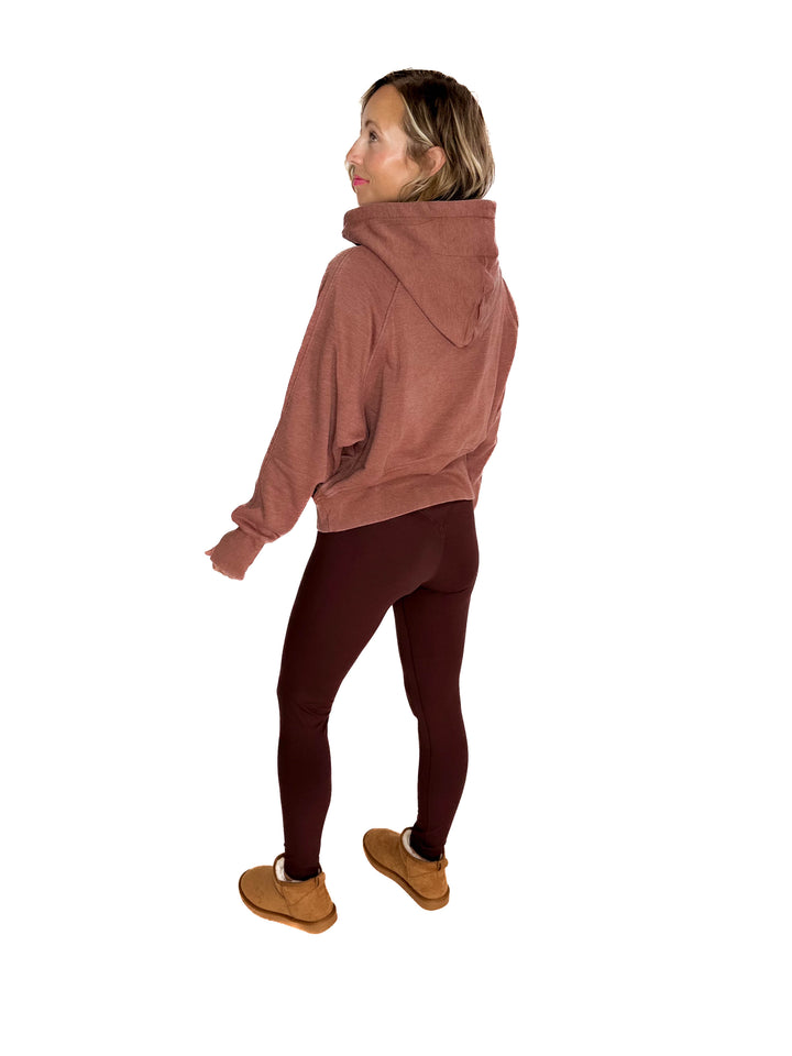 Ashleah 1/4 Zip Pullover Hoodie- CINNAMON