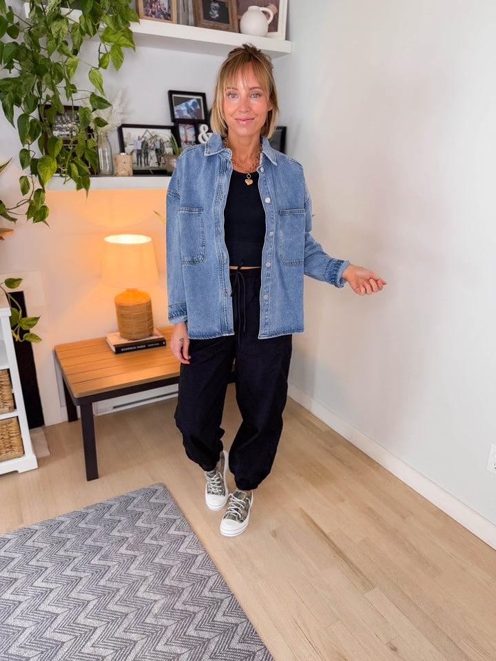 Sloane Denim Shacket- WASHED DENIM-FINAL SALE