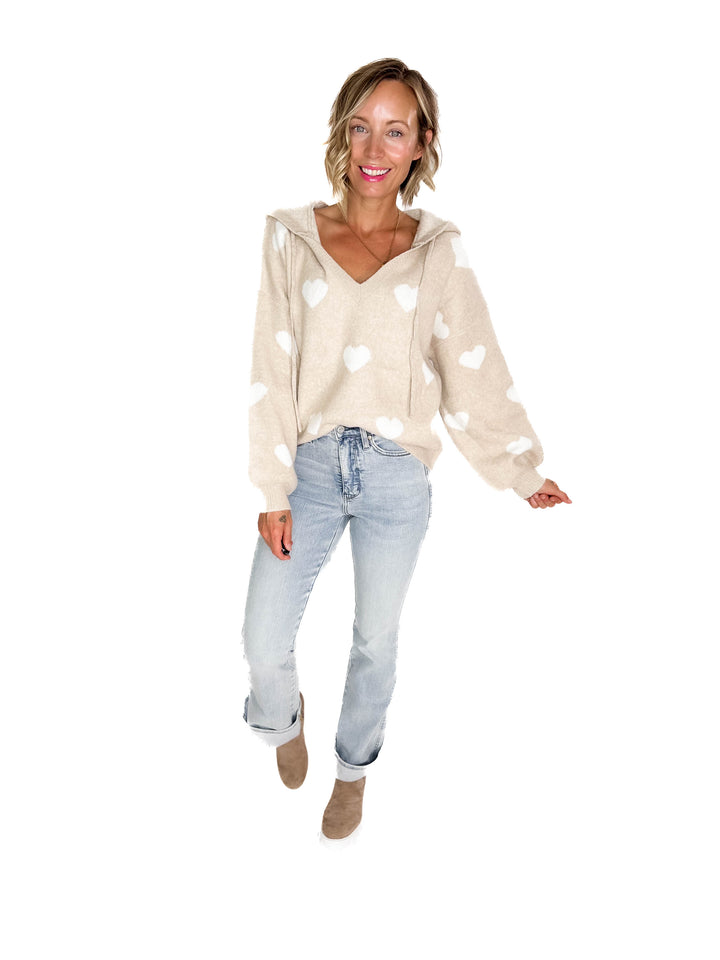 Loved One Heart Sweater- KHAKI